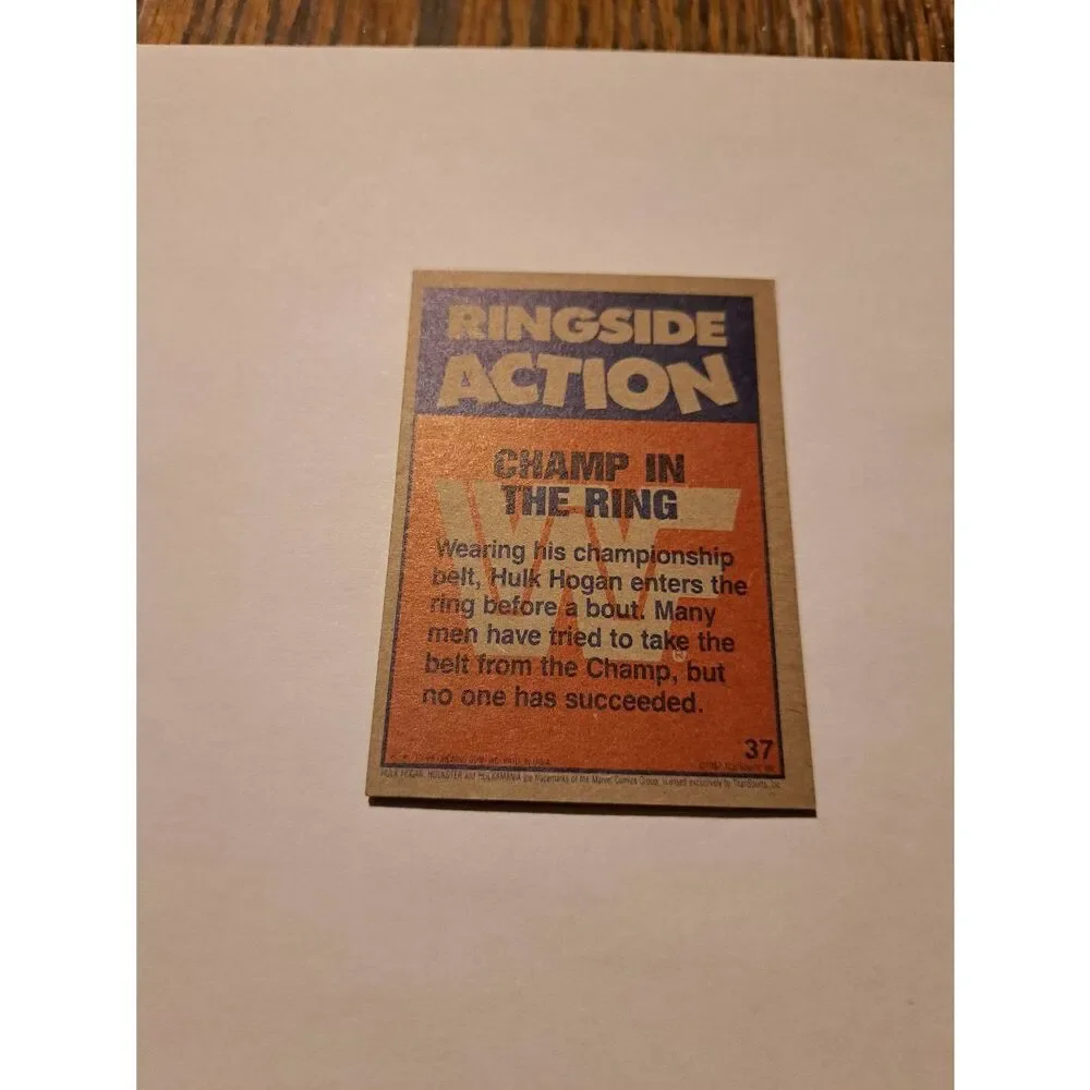 1987 Topps WWF Hulk Hogan #37 Champ in the Ring Wrestling Card ****** - Picture 2 of 2